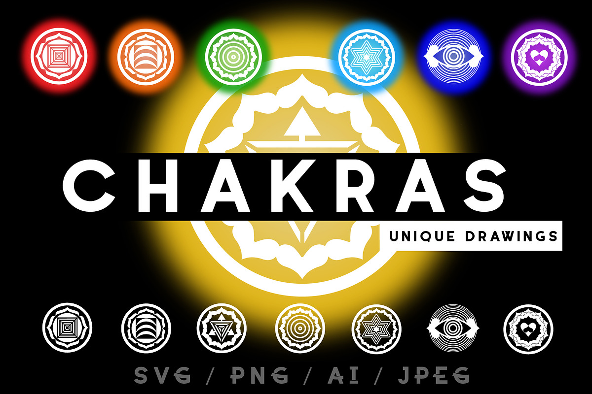 Chakras. Unique drawing. SVG in Illustrations - product preview 8