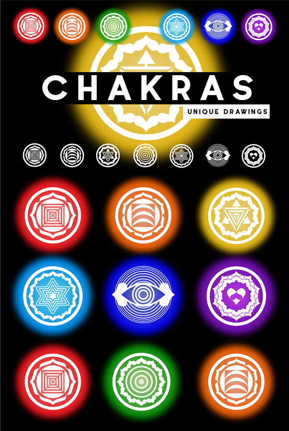 Chakras. Unique drawing. SVG in Illustrations - product preview 5