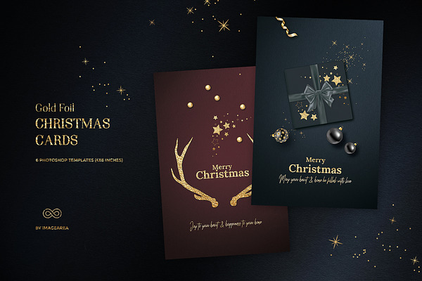 8 Gold Foil Christmas Cards