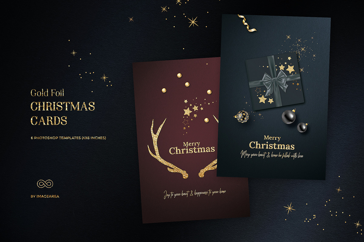 8 Gold Foil Christmas Cards in Card Templates - product preview 8