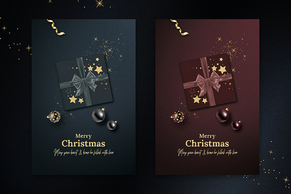 8 Gold Foil Christmas Cards in Card Templates - product preview 1