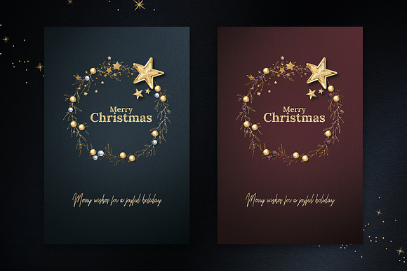8 Gold Foil Christmas Cards in Card Templates - product preview 2