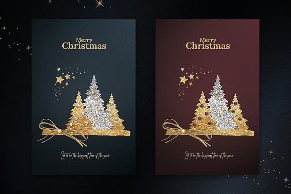 8 Gold Foil Christmas Cards in Card Templates - product preview 3