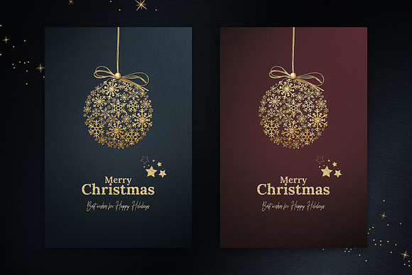 8 Gold Foil Christmas Cards in Card Templates - product preview 5