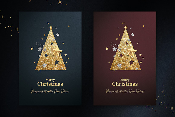 8 Gold Foil Christmas Cards in Card Templates - product preview 6