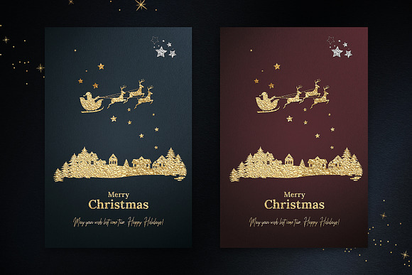 8 Gold Foil Christmas Cards in Card Templates - product preview 7
