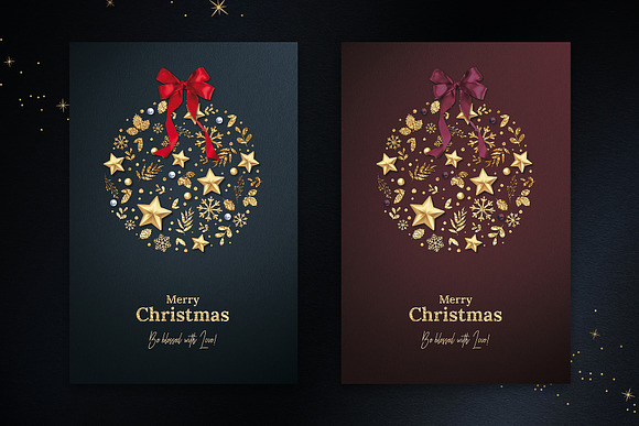 8 Gold Foil Christmas Cards in Card Templates - product preview 8
