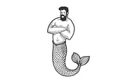 Mermaid hipster man fabulous sketch