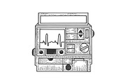 Defibrillator heart device sketch