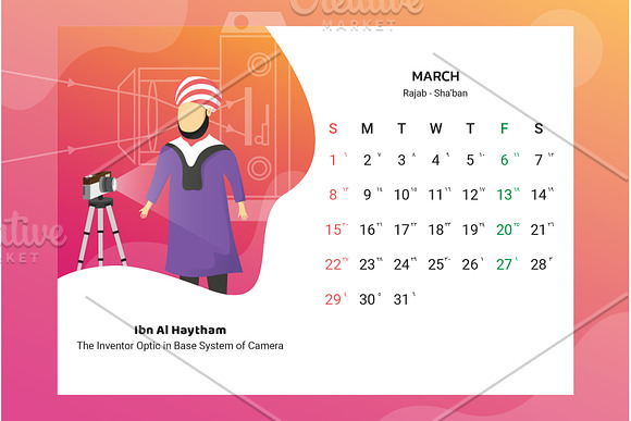 2020 Calendar - Muslim Scientist in Stationery Templates - product preview 3