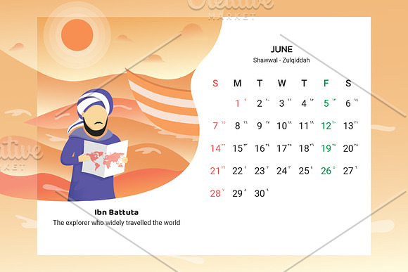 2020 Calendar - Muslim Scientist in Stationery Templates - product preview 6