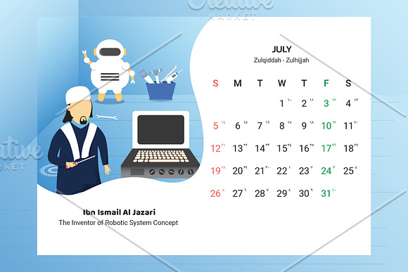 2020 Calendar - Muslim Scientist in Stationery Templates - product preview 7