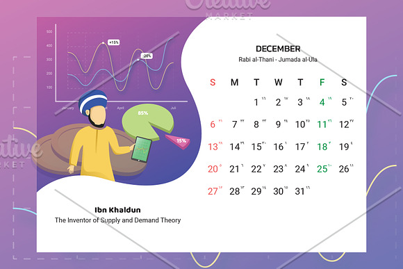2020 Calendar - Muslim Scientist in Stationery Templates - product preview 12