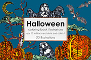 Halloween coloring illustrations