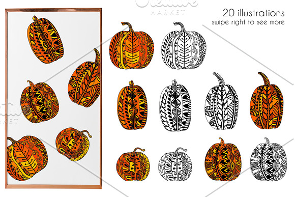 Halloween coloring illustrations in Illustrations - product preview 1