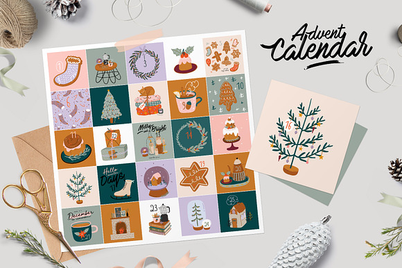 Christmas interior & lettering in Illustrations - product preview 7
