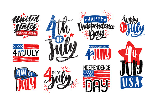 Independence day lettering set