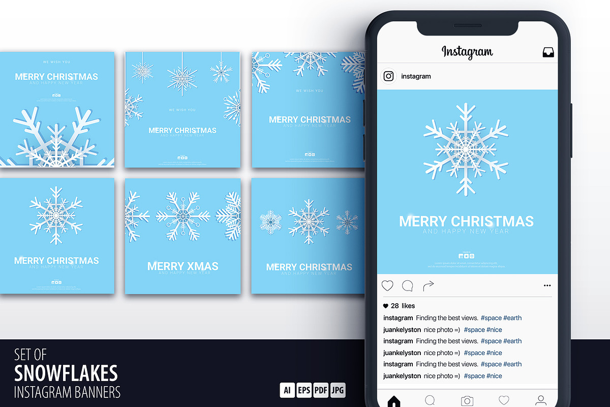 Winter Snowflakes banners in Instagram Templates - product preview 8