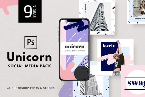PSD | Unicorn Social Media Pack in Instagram Templates - product preview 8