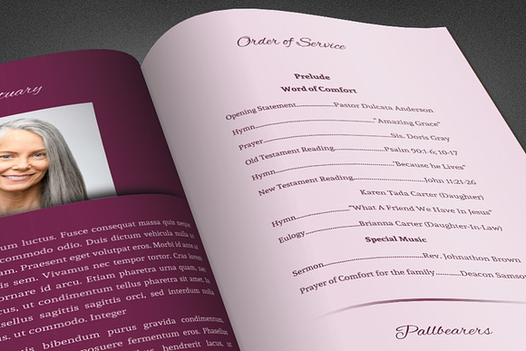 Sugar Plum Funeral Program Template in Brochure Templates - product preview 3