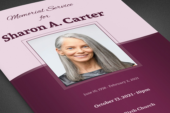 Sugar Plum Funeral Program Template in Brochure Templates - product preview 4