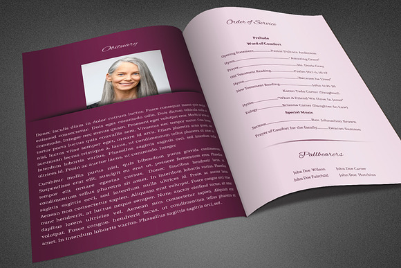 Sugar Plum Funeral Program Template in Brochure Templates - product preview 5