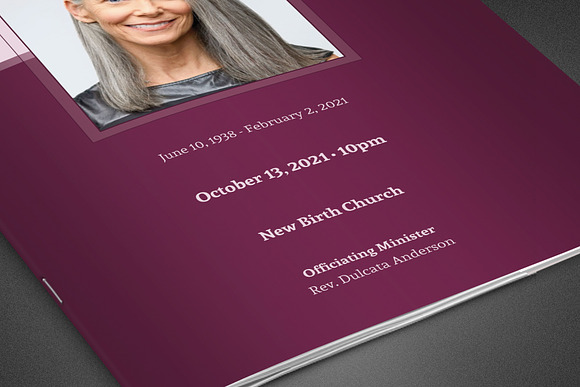 Sugar Plum Funeral Program Template in Brochure Templates - product preview 6
