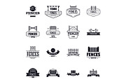 Fencing logo icons set, simple style