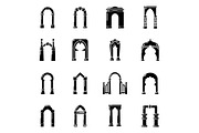 Arch types icons set, simple style