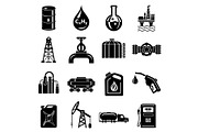Oil industry icons set, simple style