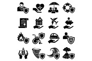 Insurance icons set, simple style