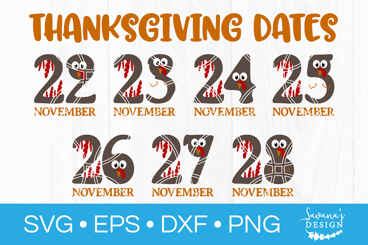 Thanksgiving Dates SVG Bundle in Illustrations - product preview 8