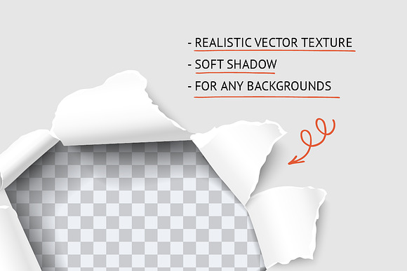 Vector torn paper set. Hole in paper in Objects - product preview 1