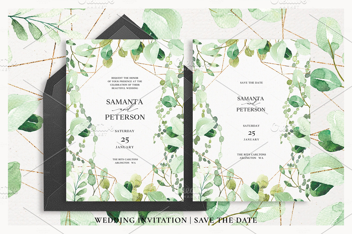 ELEGANT GREENERY - Wedding Suite in Card Templates - product preview 2