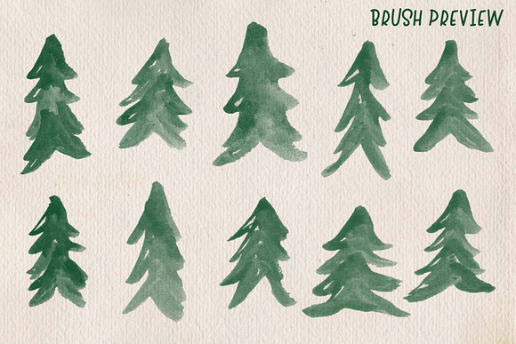 Painted Pine Trees - PS Brushes in Photoshop Brushes - product preview 1