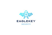 eagle bird key padlock tech logo