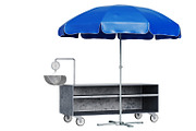 Blue street patio umbrella with