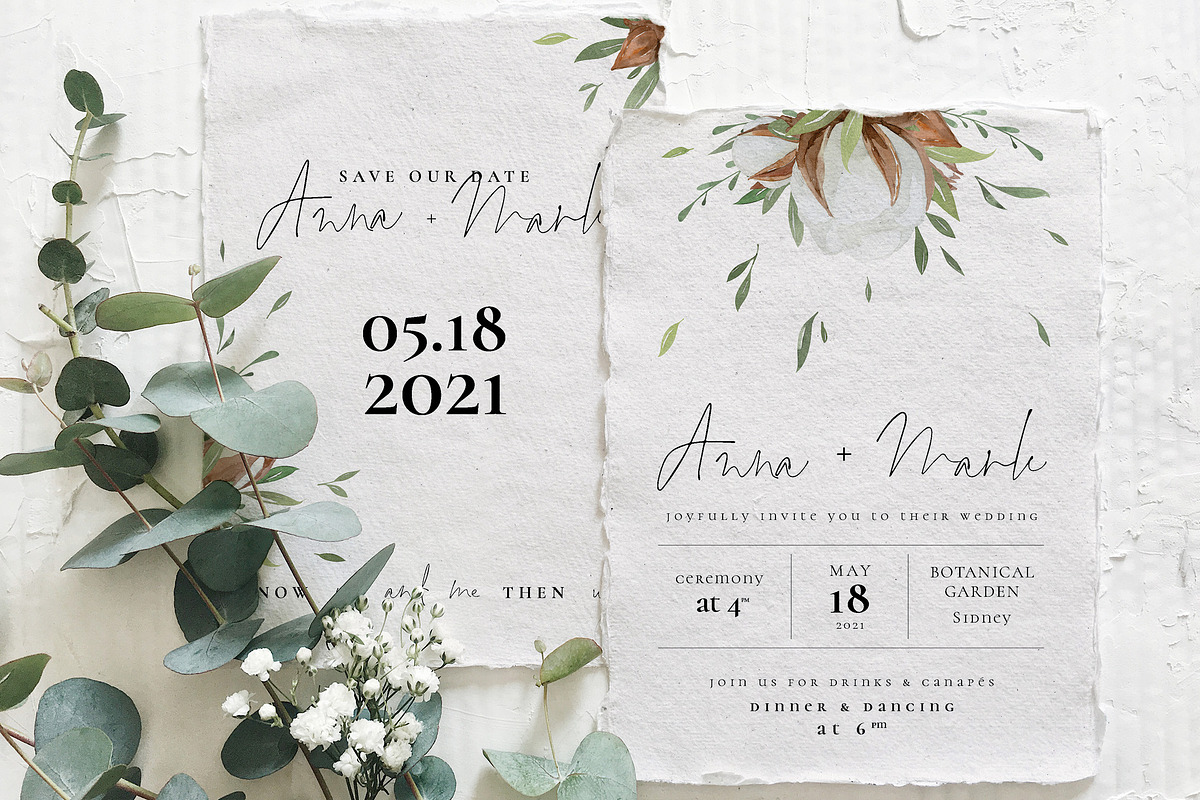 Cotton Greenery Wedding Suite in Card Templates - product preview 8