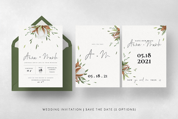 Cotton Greenery Wedding Suite in Card Templates - product preview 5