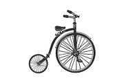 Penny farthing high wheel bicycle