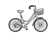 Female urban bicycle sketch vector