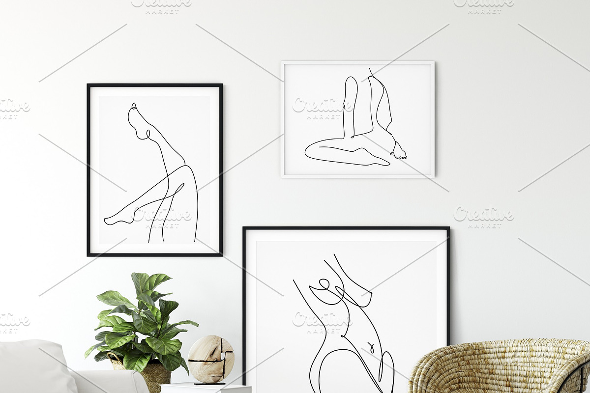 Nude line graphic set in Objects - product preview 8