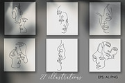 27 faces vector line illustrations