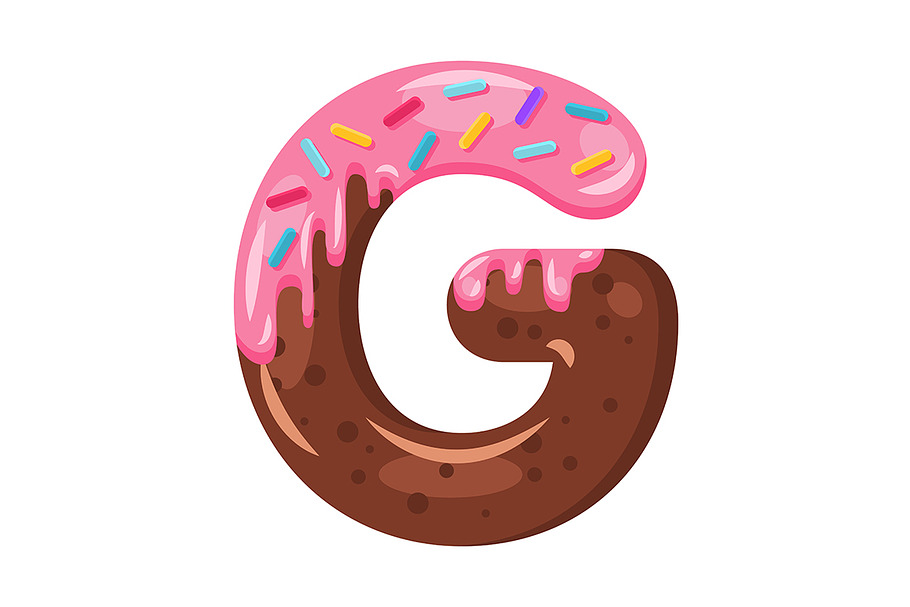 Donut cartoon G letter illustration in Add-Ons - product preview 8