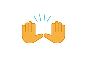 Raising hands gesture color icon