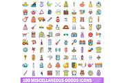 100 miscellaneous goods icons set