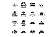 Belt buckle logo icons set