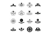 Clothes button sewing logo icons set