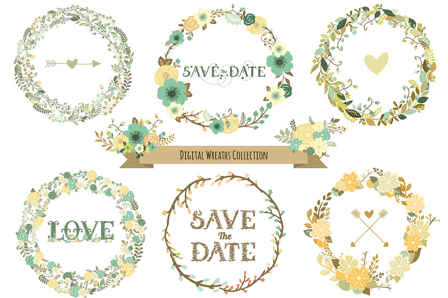 Digital Wreaths Collection in Illustrations - product preview 8