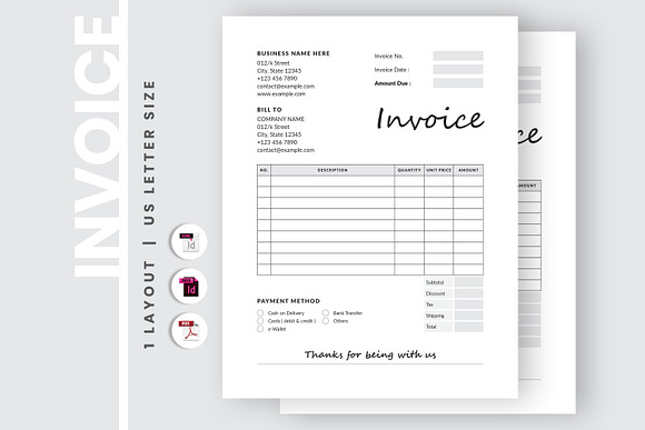 Modern Invoice Template in Stationery Templates - product preview 1